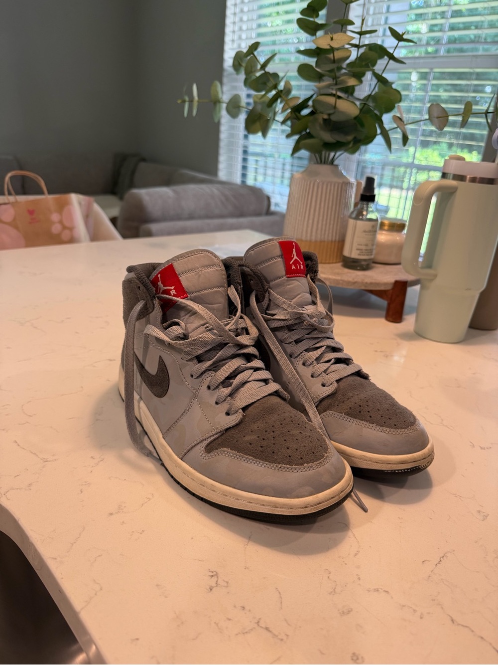 Air Jordan 1 Retro High Premium Gray Camo Sneakers
